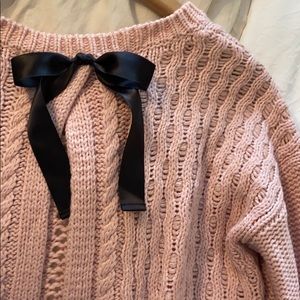 Large pink open back sweater